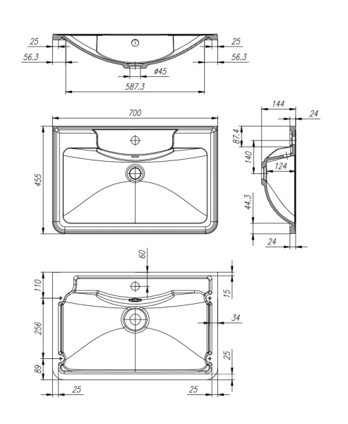 Раковина BelBagno BB700/455-LV-MR-ALR