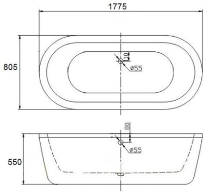 Акриловая ванна BelBagno 178x80 BB12-1775