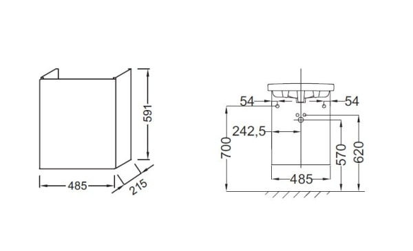 Тумба под раковину Jacob Delafon Odeon Up 48 EB863-E71 серый дуб