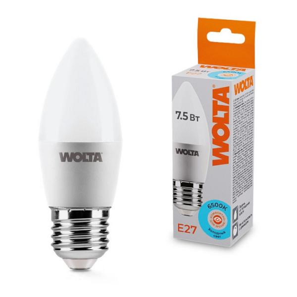 Лампа светодиодная Wolta E27 7.5Вт 6500K 25WC7.5E27