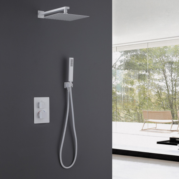 Душевой комплект Abber Daheim AF8251W с термостатом белый матовый