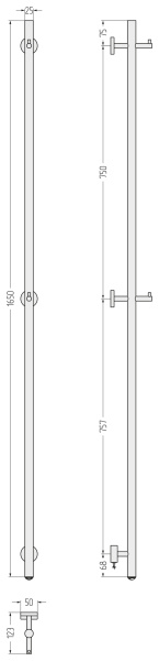 Электрический полотенцесушитель Сунержа Аскет 1650 9004-0850-1650 сигнальный черный