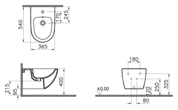 Биде подвесное Vitra Sento 4338B003-1046