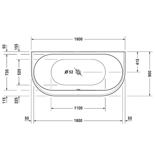 Акриловая ванна 190x90 см Duravit Darling New 700248000000000