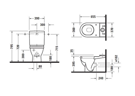 Чаша напольного унитаза Duravit Starck 3 01280900001-WG