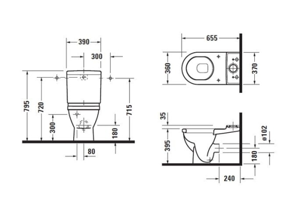 Чаша напольного унитаза Duravit Starck 3 01280900001-WG