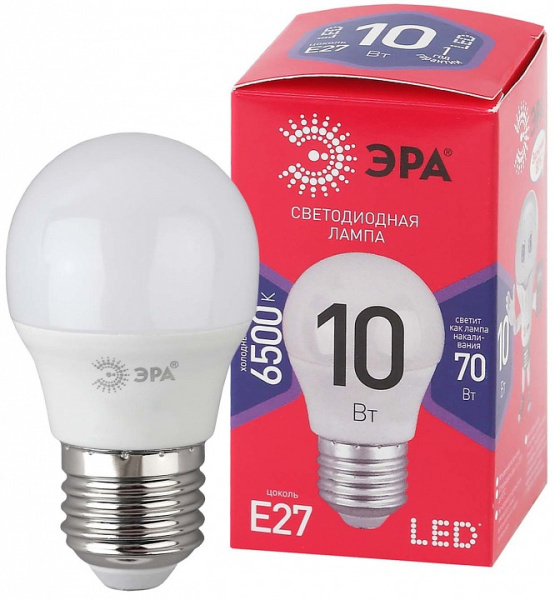 Лампа светодиодная Эра  E27 10Вт 6500K LED P45-10W-865-E27 R