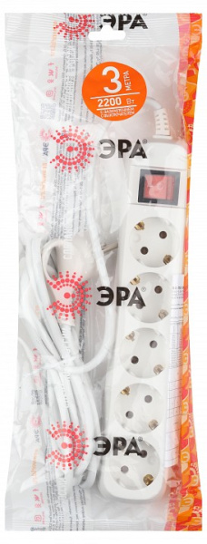 Удлинитель с выключателем Эра  UX-5es-3m