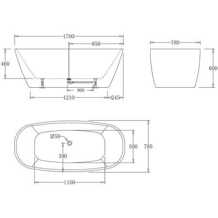 Акриловая ванна BelBagno 170x78 BB72-1700-W0