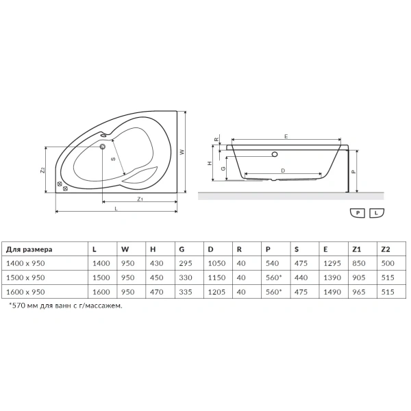 Панель фронтальная 140 см L Excellent Newa Plus OBEX.CRL14WH