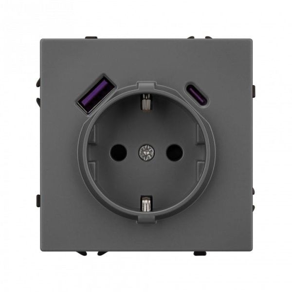 Розетка с заземлением и со шторкой и 2хUSB type A и C, без рамки Arlight NOBE 054287(1)