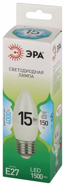 Лампа светодиодная Эра Green Line E27 15Вт 4000K LED B35-15W-840-E27 GL