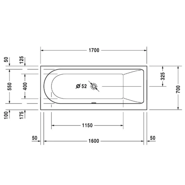 Акриловая ванна 170x70 см R Duravit Darling New 700241000000000
