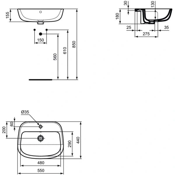 Раковина 55x44 см Ideal Standard Esedra T290501
