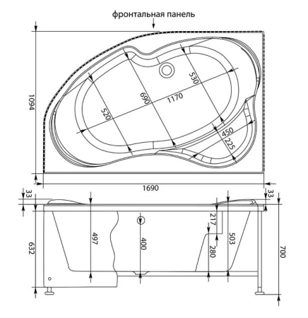 Акриловая ванна Aquanet Capri 160х100 203914 белый