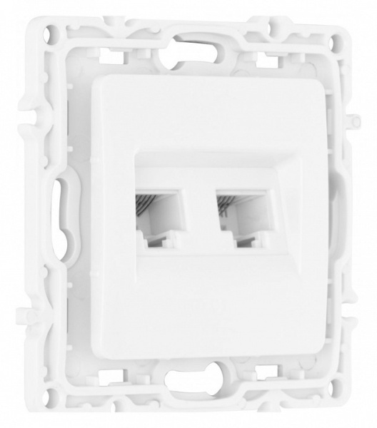 Розетка двойная RJ-11 и Ethernet RJ-45 без рамки Arte Milano am-217 217.44-1.white