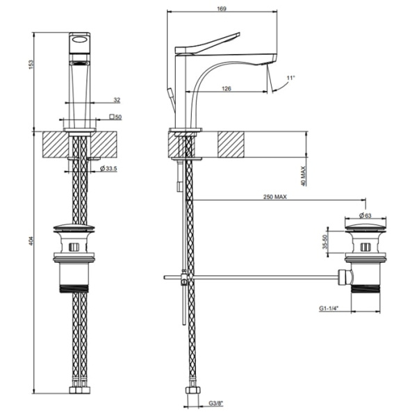 Смеситель для раковины Gessi Rilievo 59001#031