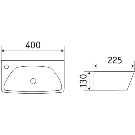 Раковина CeramaLux 78578R 40x22,5 см R, рукомойник, белый