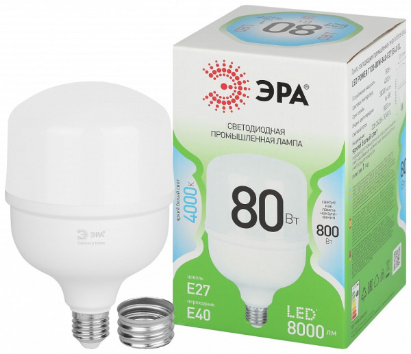 Лампа светодиодная Эра Green Line E27/E40 80Вт 4000K LED POWER T120-80W-840-E27/E40 GL
