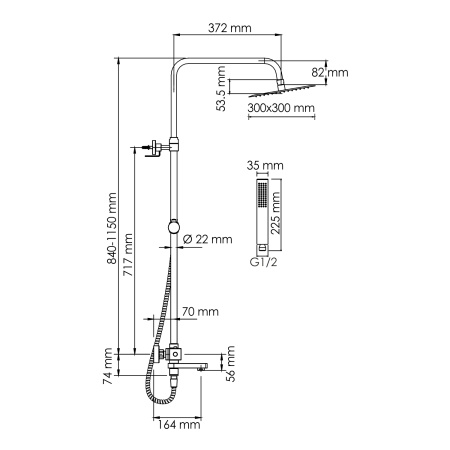 Душевая стойка WasserKRAFT A199.118.103.010.CH Thermo