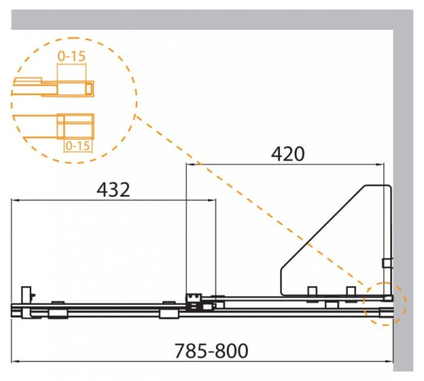 Душевая перегородка Cezares Stream BF-1-90-C-Cr раздвижная