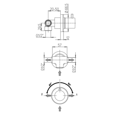 Переключатель для душа Paini Cox 78PW425 никель