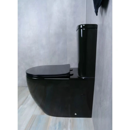 Унитаз-компакт GID Tr2177BL безободковый, с сиденьем, черный глянец