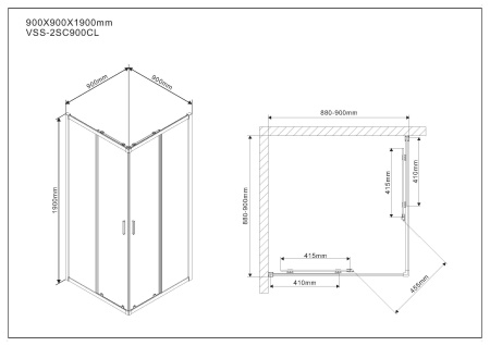 Душевой уголок Vincea Scala VSS-2SC900CL