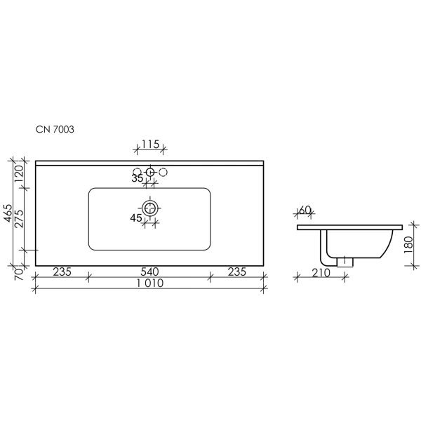 Раковина 101x46,5 см Ceramica Nova Element CN7003MB