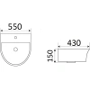 Раковина CeramaLux 78370C 55x43 см, подвесная, белый