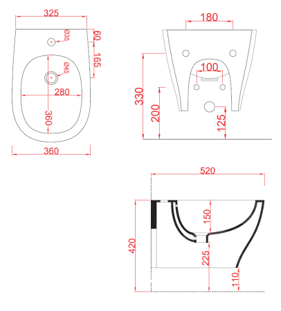 Биде подвесное Artceram Ten TEB004 01 00