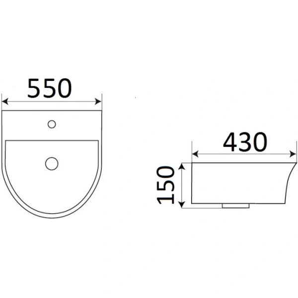 Раковина CeramaLux 78370C 55x43 см, подвесная, белый