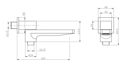 Излив для ванны BelBagno Romano ROM-BCA-CRM