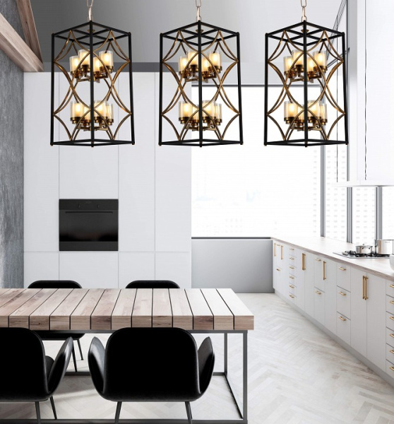 Подвесная люстра LUMINA DECO Quadrato LDP 1223-8 BK+MD