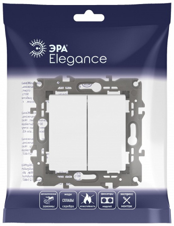 Переключатель двухклавишный без рамки Эра Эра Elegance 14-1106-01М
