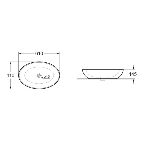 Раковина керамическая Vincea VBS-115 610*410*145 накладная белый