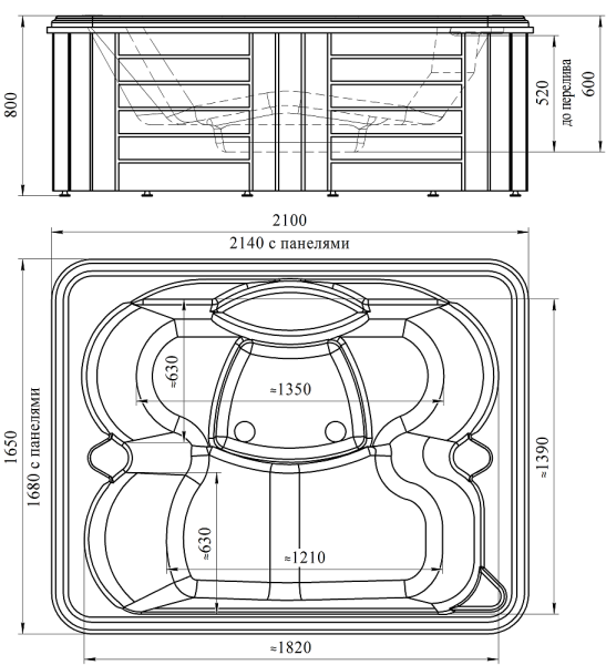 Гидромассажная ванна Радомир Делюкс 212х167 1-30-0-0-4-053С серый