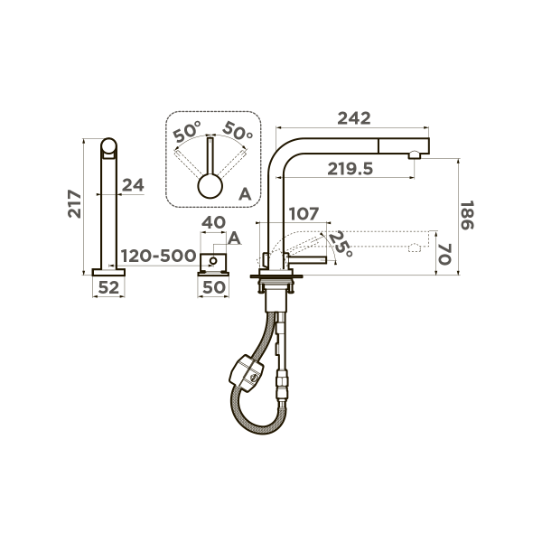 Смеситель для кухни Omoikiri Nara 4994485 светлое золото