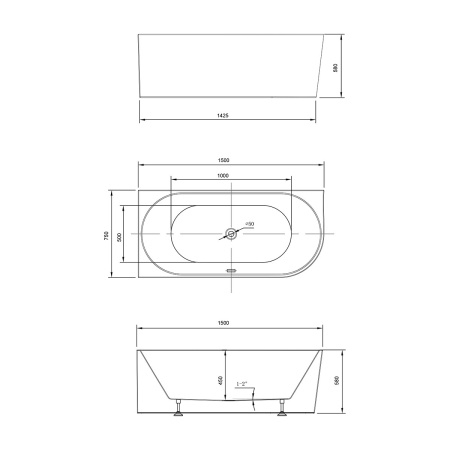 Акриловая ванна Vincea 150x75 VBT-402-1500L левосторонняя