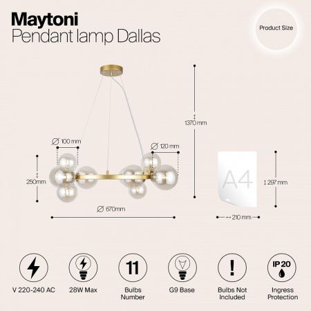 Подвесная люстра Maytoni Даллас MOD545PL-11G