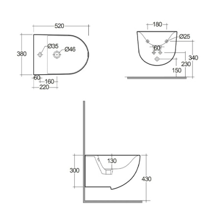 Подвесное биде Kludi Resa D 24BIW0143
