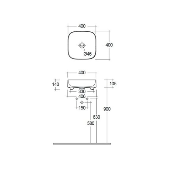 Раковина Kludi Resa C 40 58CW30O2 светло-серая матовая