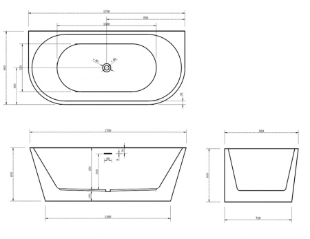 Акриловая ванна Abber 170x80 AB9216-1.7MB