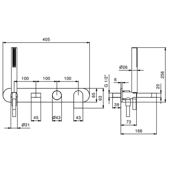 Смеситель для ванны Fantini Mare 51 02 V020B