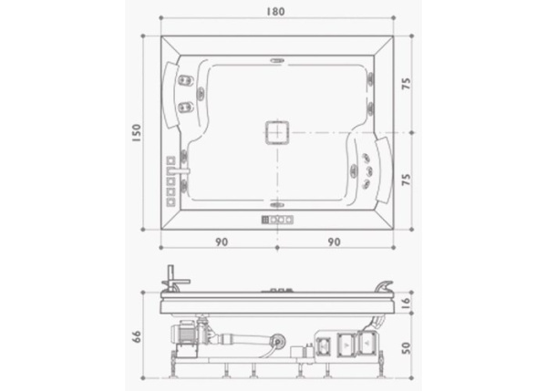 Акриловая ванна Jacuzzi Aura PLUS 185x155 9443-731A