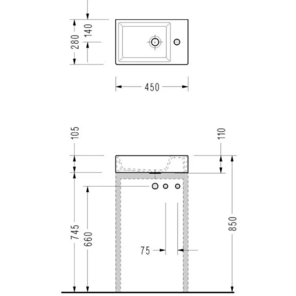 Раковина 45x28 см Serel 2049