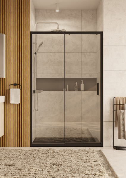 Боковая стенка для душевого уголка Roca Leon 70х195 ZRU9307674 черный стекло прозрачное