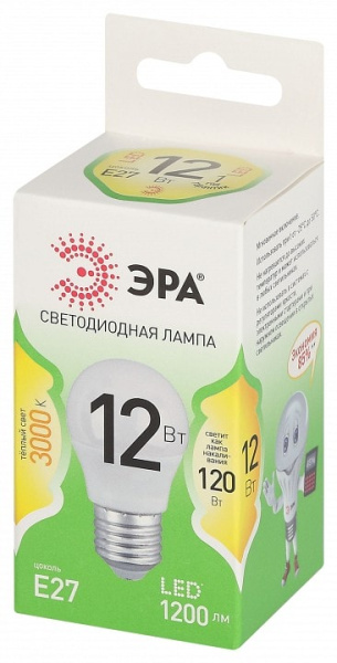 Лампа светодиодная Эра Green Line E27 12Вт 3000K LED P45-12W-830-E27 GL
