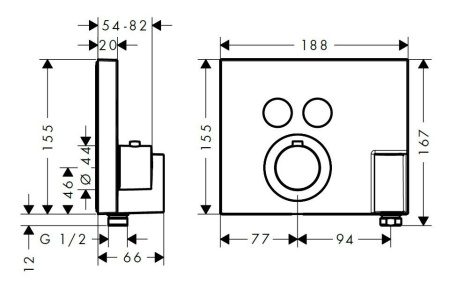 Внешняя часть термостата для душа Axor ShowerSelect 36712000