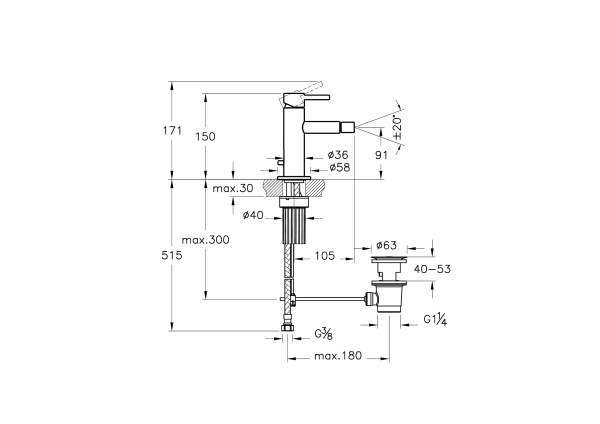 Смеситель для биде Vitra Origin A4255936WTC черный матовый